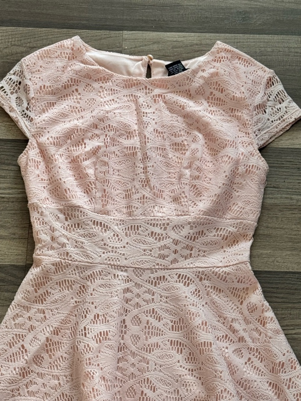 Teeze Me Pink and White Lace Fit-and-Flare Mini Dress - Picture 2 of 2